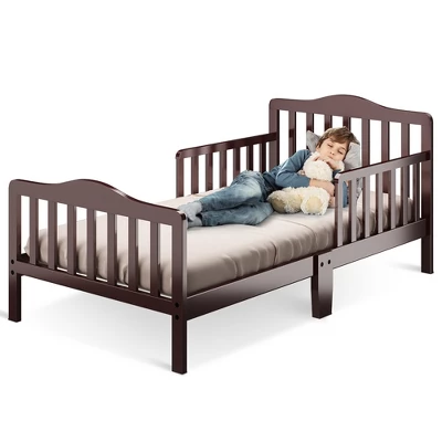 Costway Kids Toddler Wood Bed Bedroom Furniture W/ Guardrails Black/Brown/Grey/White 13 Costway Kids Toddler Wood Bed Bedroom Furniture W/ Guardrails Black/Brown/Grey/White - Image 11