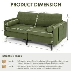 Costway Modern Loveseat 2-Seat Sofa Couch W/ 2 Bolsters & Side Storage Pocket Army Green 13 Costway Modern Loveseat 2-Seat Sofa Couch W/ 2 Bolsters & Side Storage Pocket Army Green -Furniture Specialty Store GUEST 5d949d2b e550 42ac aa68 553ec990b8f5