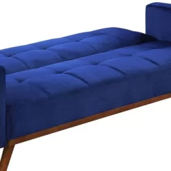 76" Tanitha Sofa Blue Velvet/Natural Finish - Acme Furniture -Furniture Specialty Store GUEST 5dfd7632 e9bd 489e 9edf 2eb3dec0f8e7