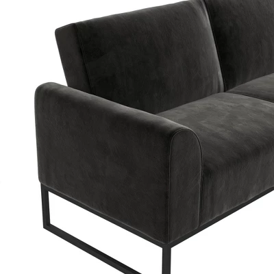 Adley Velvet Fabric Coil Futon With Metal Base - CosmoLiving By Cosmopolitan 10 Adley Velvet Fabric Coil Futon With Metal Base - CosmoLiving By Cosmopolitan - Image 8