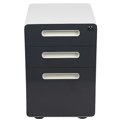 Emma And Oliver Ergonomic 3-Drawer Mobile Locking Filing Cabinet Storage Organizer 4 Emma And Oliver Ergonomic 3-Drawer Mobile Locking Filing Cabinet Storage Organizer - Image 2