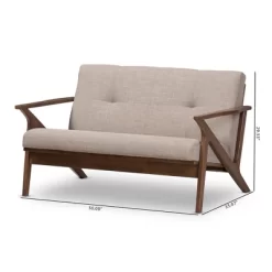 Bianca Mid-Modern Walnut Wood Fabric Tufted 2 Seater Loveseat Light Gray - Baxton Studio -Furniture Specialty Store GUEST 5ff8c6a2 bb07 4d4f 81ab 6c0801697306