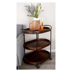 Wood 3 Tier Oval Tray Cart Brown - Olivia & May 20 Wood 3 Tier Oval Tray Cart Brown - Olivia & May -Furniture Specialty Store GUEST 600fa5e2 d3b9 477e b5eb 18beba767717