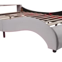 Upholstered Faux Leather Platform Bed With LED Light Bed Frame With Slatted-ModernLuxe -Furniture Specialty Store GUEST 60875be8 9cea 4619 a5b9 837025fd13ad