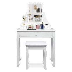 Tangkula Make-Up Vanity Table Dresser Set W/LED Light & Padded Stool -Furniture Specialty Store GUEST 60a9e6ff 9844 4dbe 9f3c 6279eea8ff8c