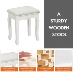 Costway Vanity Wood Makeup Dressing Table Stool 4 Drawers Black/White -Furniture Specialty Store GUEST 610075fb 4bfb 46ef 8182 7ea988232087