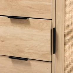 Harrison Wood And Rattan 3 Drawer Sideboard Dining Cabinet Natural Brown/Black - Baxton Studio -Furniture Specialty Store GUEST 61543cf0 db6b 4d77 b6b1 001d537cdf1b