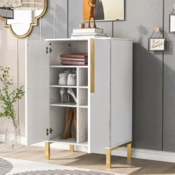 23.7" Freestanding Tipping Shoe Cabinet With Adjustable Shelves - ModernLuxe