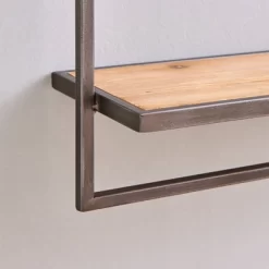 17" X 7.9" Floating Industrial Wood Wall Shelf With Metal Towel Bar Black - Danya B. 17 17" X 7.9" Floating Industrial Wood Wall Shelf With Metal Towel Bar Black - Danya B. -Furniture Specialty Store GUEST 623ca22c d6d2 4dc4 b7b5 87292121d304
