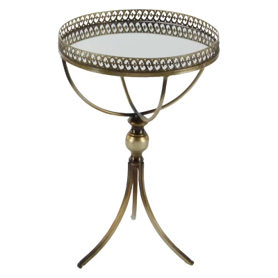 Metal And Glass Round Pedestal Table Gold - Olivia & May 5 Metal And Glass Round Pedestal Table Gold - Olivia & May - Image 3