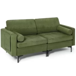 Costway Modern Loveseat 2-Seat Sofa Couch W/ 2 Bolsters & Side Storage Pocket Army Green 19 Costway Modern Loveseat 2-Seat Sofa Couch W/ 2 Bolsters & Side Storage Pocket Army Green -Furniture Specialty Store GUEST 62560156 3115 4bbc be03 ec831c6b1ba6