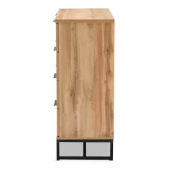 Reid Wood And Metal 4 Drawer Dresser Oak/Black - Baxton Studio -Furniture Specialty Store GUEST 6264ea5a 5e54 4dc6 8101 379aa51ef6dc