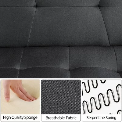 Yaheetech Fabric Futon Sofa Bed With Armrest Adjustable Backrest For Living Room 6 Yaheetech Fabric Futon Sofa Bed With Armrest Adjustable Backrest For Living Room - Image 4