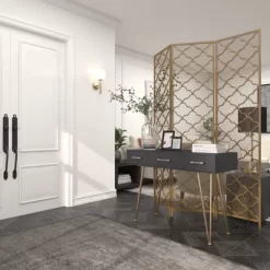 Modern Metal Filigree Room Divider Screen Gold - Olivia & May -Furniture Specialty Store GUEST 633c4f40 c159 452a a627 0ef46105181d