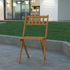 Emma And Oliver Set Of 2 All Natural Weather Resistant Acacia Wood Folding Patio Bistro Chairs In A Natural Finish With Protective Teak Oil Layer -Furniture Specialty Store GUEST 63d3eaeb 4380 400d 81e2 5c74e3ccd8a9