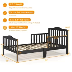 Costway Kids Toddler Wood Bed Bedroom Furniture W/ Guardrails Black/Brown/Grey/White 22 Costway Kids Toddler Wood Bed Bedroom Furniture W/ Guardrails Black/Brown/Grey/White -Furniture Specialty Store GUEST 63e42d1a 7a7c 4cf3 95d0 4026e7b5c875