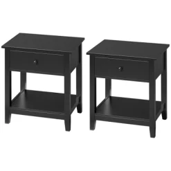 HOMCOM Side Table, Modern End Table With Storage Drawer And Shelf, Nightstand For Bedroom, Or Living Room, Set Of 2, Black -Furniture Specialty Store GUEST 64118b26 cbfd 4352 97bd 46ff1dce7441