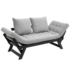 HOMCOM Single Person 3 Position Convertible Chaise Lounger Sofa Bed With 2 Large Pillows And Oak Frame 19 HOMCOM Single Person 3 Position Convertible Chaise Lounger Sofa Bed With 2 Large Pillows And Oak Frame -Furniture Specialty Store GUEST 643ba01c b2ed 45b3 b40a 8a38ddffe655
