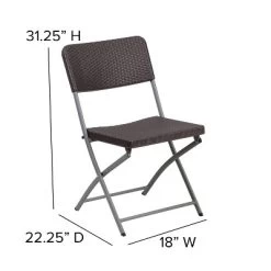Emma And Oliver 6 Pack Brown Rattan Plastic Folding Chair With Gray Frame - Event Chair -Furniture Specialty Store GUEST 64433631 7bbd 4434 975d 14434f4e82d0