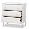 3 Drawer Naomi Wood Bedroom Chest White/Gold - Baxton Studio