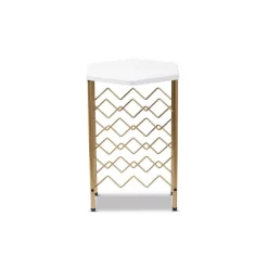 Phoebe Metal Wine Rack With Faux Marble Tabletop Gold - Baxton Studio