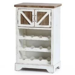LuxenHome White And Natural Wood 2-Door Wine Cabinet -Furniture Specialty Store GUEST 653fd839 0753 45ab 8bb9 92396abfff06