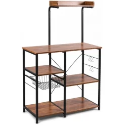 Costway 4-Tier Vintage Kitchen Baker's Rack Utility Microwave Stand W/ Basket & 5 Hooks -Furniture Specialty Store GUEST 65643966 2c05 48c1 81b0 8cfbbf53ef78