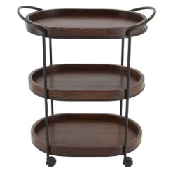 Wood 3 Tier Oval Tray Cart Brown - Olivia & May 19 Wood 3 Tier Oval Tray Cart Brown - Olivia & May -Furniture Specialty Store GUEST 660a32d2 f442 42f9 844d b1df47a3aeb2