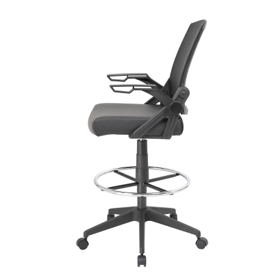 Drafting Stool With Flip Arms Mesh Black - Boss Office Products 6 Drafting Stool With Flip Arms Mesh Black - Boss Office Products - Image 4