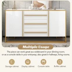 Contemporary 59" Sideboard With Large Storage And Gold Metal Legs - ModernLuxe -Furniture Specialty Store GUEST 664f5574 9343 4ab2 acfc 9c836a15e073