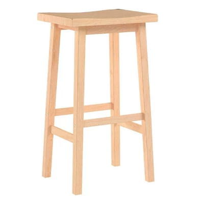 PJ Wood Classic Saddle Seat 24'' Kitchen Bar Counter Stool With Backless Seat & 4 Square Legs, For Homes, Dining Spaces, And Bars, Natural (3 Pack) 6 PJ Wood Classic Saddle Seat 24'' Kitchen Bar Counter Stool With Backless Seat & 4 Square Legs, For Homes, Dining Spaces, And Bars, Natural (3 Pack) - Image 4