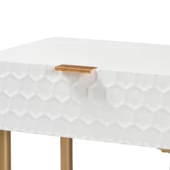 Marcin Wood And Metal 1 Drawer Nightstand White/Gold - Baxton Studio -Furniture Specialty Store GUEST 66ce094d 3dfa 44b0 a797 8f8f392bff9c