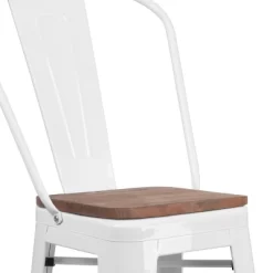 Emma And Oliver 30"H Metal Dining Barstool With Back And Square Wood Seat -Furniture Specialty Store GUEST 67117559 0de1 4ef9 b283 ab31990c154a