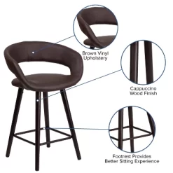 Flash Furniture Brynn Series 24'' High Contemporary Vinyl Rounded Back Counter Height Stool With Cappuccino Wood Frame -Furniture Specialty Store GUEST 676f25ac bea6 42eb 9ae9 289f9e9d1dc6