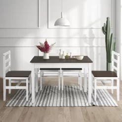 Costway 5pcs Dining Set Solid Wood Compact Kitchen Table & 4 Chairs Modern -Furniture Specialty Store GUEST 67de2088 223f 40d3 a36b afba963508e0