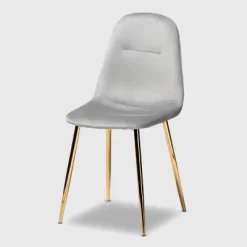 Set Of 4 Elyse Velvet Upholstered Metal Dining Chairs - Baxton Studio