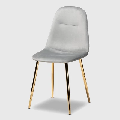 Set Of 4 Elyse Velvet Upholstered Metal Dining Chairs - Baxton Studio 3 Set Of 4 Elyse Velvet Upholstered Metal Dining Chairs - Baxton Studio