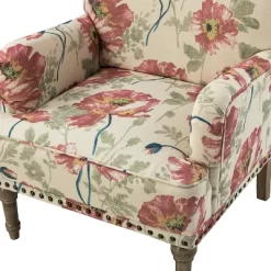 Reggio Traditional Wooden Upholstered Armchair With Floral Patterns And Nailhead Trim | ARTFUL LIVING DESIGN -Furniture Specialty Store GUEST 68205c52 216e 40c0 b6d4 fbaed3968c7a