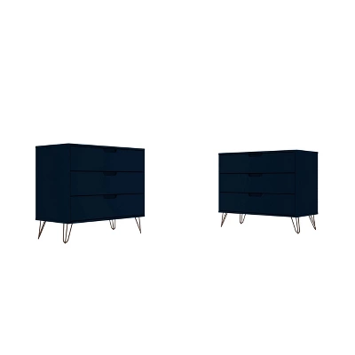 Set Of 2 Rockefeller 3 Drawer Dresser - Manhattan Comfort 18 Set Of 2 Rockefeller 3 Drawer Dresser - Manhattan Comfort - Image 16