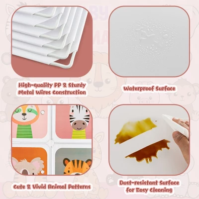 Costway 8-Cube Kids Wardrobe Baby Dresser Bedroom Armoire Clothes Hanging Closet With Doors 8 Costway 8-Cube Kids Wardrobe Baby Dresser Bedroom Armoire Clothes Hanging Closet With Doors - Image 6