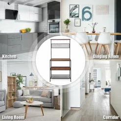 Costway 4-Tier Kitchen Bakers Rack Microwave Oven Stand Industrial W/Hooks & Mesh Panel -Furniture Specialty Store GUEST 699b2b91 c949 403d 8751 05a2a75d3a47