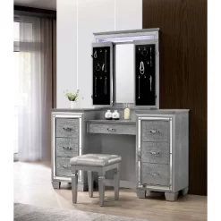 2pc Mallery Vanity Set With Stool Silver - HOMES: Inside + Out 12 2pc Mallery Vanity Set With Stool Silver - HOMES: Inside + Out -Furniture Specialty Store GUEST 69d228ee f11a 4910 b1ae 020b1005486c