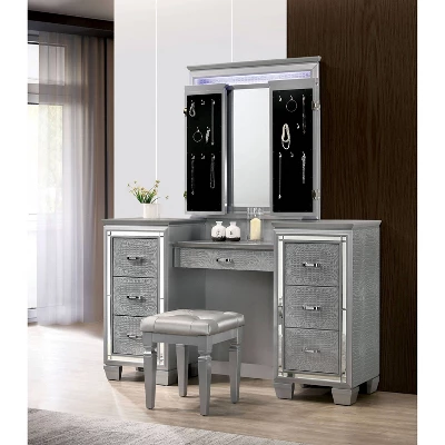 2pc Mallery Vanity Set With Stool Silver - HOMES: Inside + Out 5 2pc Mallery Vanity Set With Stool Silver - HOMES: Inside + Out - Image 3