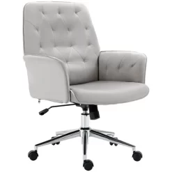 Vinsetto Mid-Back Tufted Velvet Fabric Home Office Desk Chair With Adjustable Height Swivel Adjustable Task Chair With Padded Armrests Light Gray -Furniture Specialty Store GUEST 69e2a352 f746 47c8 879b dbb11443e238