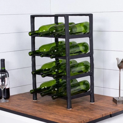 BIRDROCK HOME 12 Bottle Rack - Free Standing Stand - Kitchen Countertop - Black Forged Metal - Vertical Shelf Storage Cabinet - Holder 4 BIRDROCK HOME 12 Bottle Rack - Free Standing Stand - Kitchen Countertop - Black Forged Metal - Vertical Shelf Storage Cabinet - Holder - Image 2