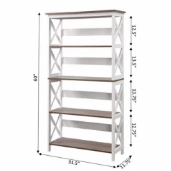 60" Oxford 5 Tier Bookcase - Breighton Home -Furniture Specialty Store GUEST 6a506965 0fda 4c97 b7d6 ab71174fa628
