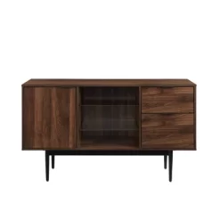 Timothy Modern Lifted Triple Storage Sideboard Dark Walnut - Saracina Home