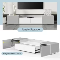 Modern TV Stand For 70" TV With Large Storage And Magnetic Doors, White - ModernLuxe -Furniture Specialty Store GUEST 6b325bc3 ae4e 4fbf 8b31 c8246783ff0d