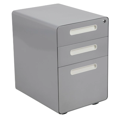 Emma And Oliver Ergonomic 3-Drawer Mobile Locking Filing Cabinet Storage Organizer 18 Emma And Oliver Ergonomic 3-Drawer Mobile Locking Filing Cabinet Storage Organizer - Image 16