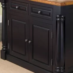 Monarch Kitchen Island With Oak Top Black - Homestyles